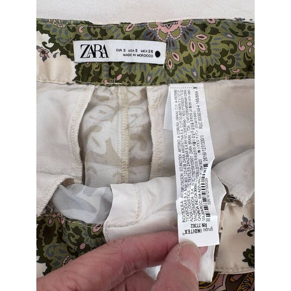 New Zara Patchwork Quilted Print Wide Leg Pants, Women's Sz Small $69 Orig - Picture 3 of 5